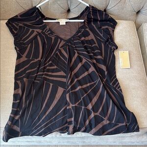 Michael Kors Black and Brown Abstract Blouse